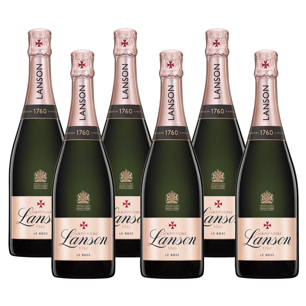 Crate of 6 Lanson Le Rose Label Champagne 75cl